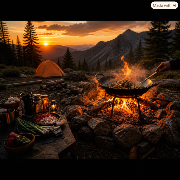 Cooking Chinese, Japanese, and Southeast Asian Meals in a Wok Over an Open Fire