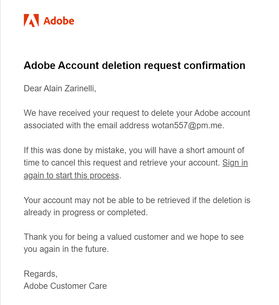 Adobe Cancellation