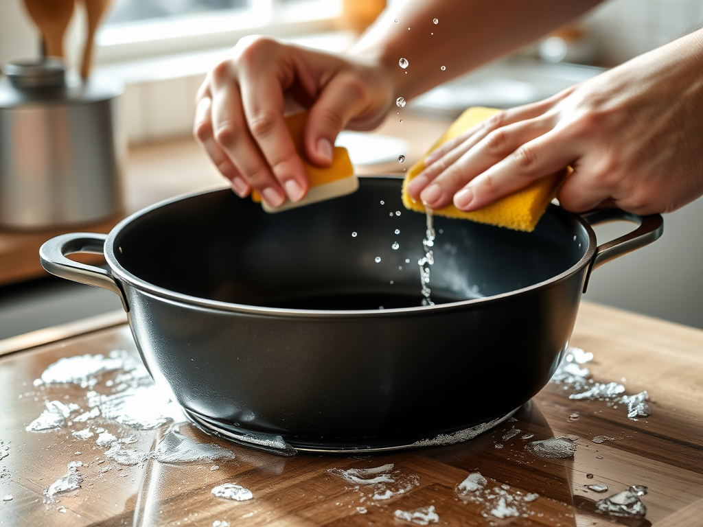 Cleaning carbon steel pot