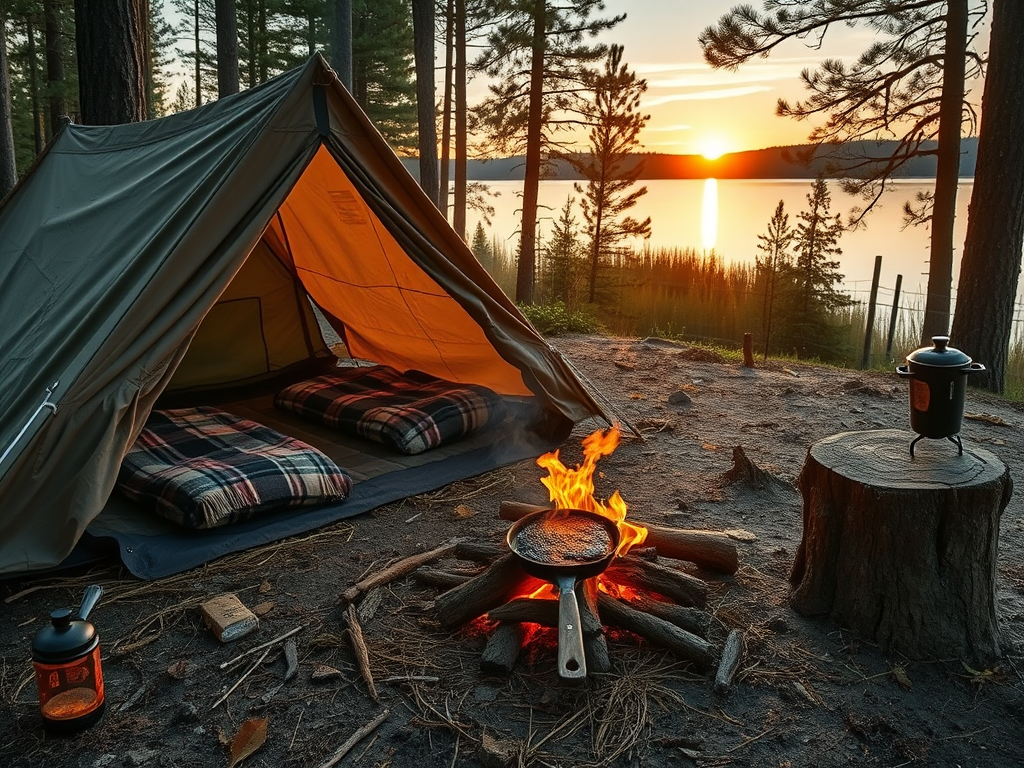Camp Sunset with Fire