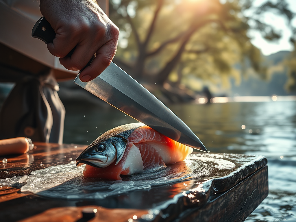 fish cutting in wilderness