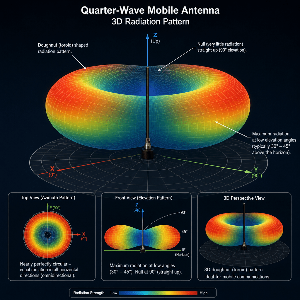 1/4-wave radiation pattern