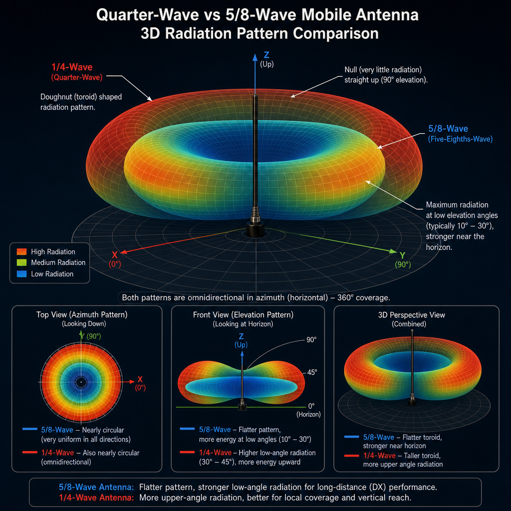 comparison 3D radion opatterns 1/4- and 5/8-wave